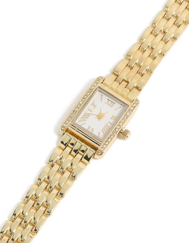Gold & Diamante Roman Numeral Watch