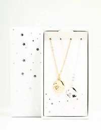 Mixed Metals Organic Round Diamante Star Necklaces 2-Pack