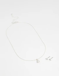 Silver Pear Diamante Necklace & Stud Earrings Set