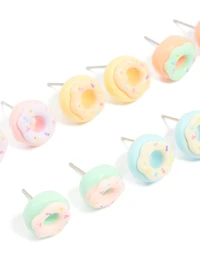 Silver Multicoloured Doughnut Earrings 8-Pack
