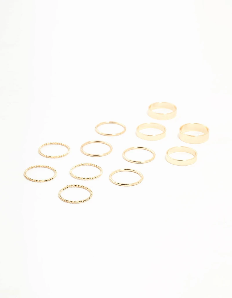 Gold Thick & Simple Rings 12-Pack