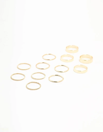 Gold Thick & Simple Rings 12-Pack
