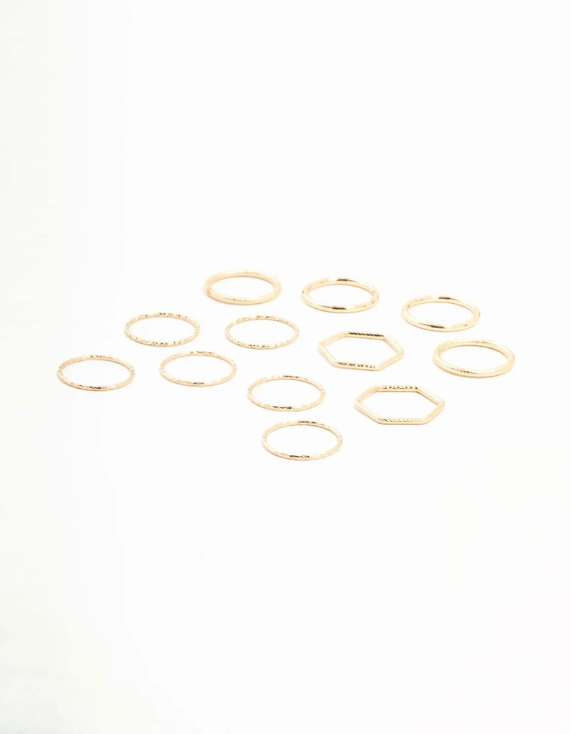 Gold Thin & Simple Rings 12-Pack