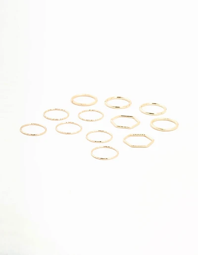 Gold Thin & Simple Rings 12-Pack