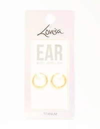 Gold Plated Titanium Medium Classic Hoop Earrings