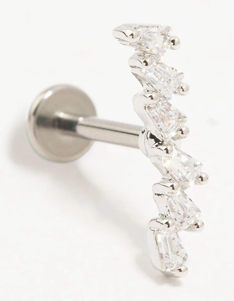 Titanium Baguette Cubic Zirconia Crawler Single Flatback