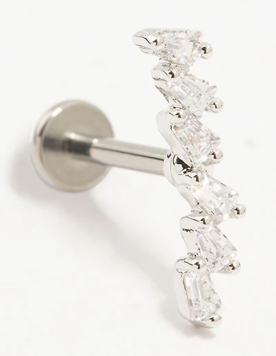 Titanium Baguette Cubic Zirconia Crawler Single Flatback