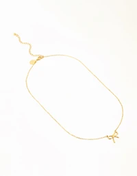 Waterproof Gold Plated Stainless Steel Plain Bow Necklace