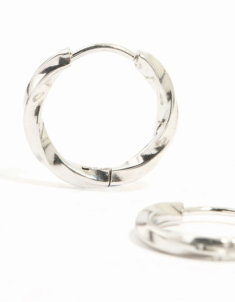 Waterproof Stainless Steel Twisted Hoop Earrings