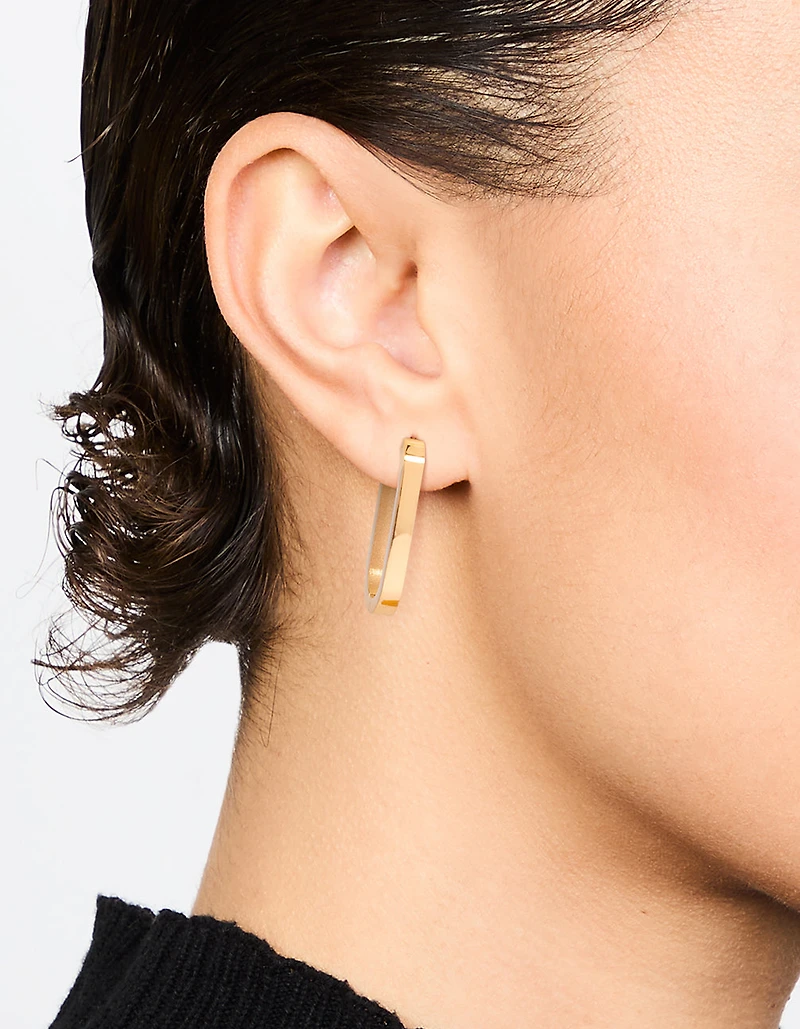 Waterproof Gold Plated Stainless Steel Oblong Hoop Earrings