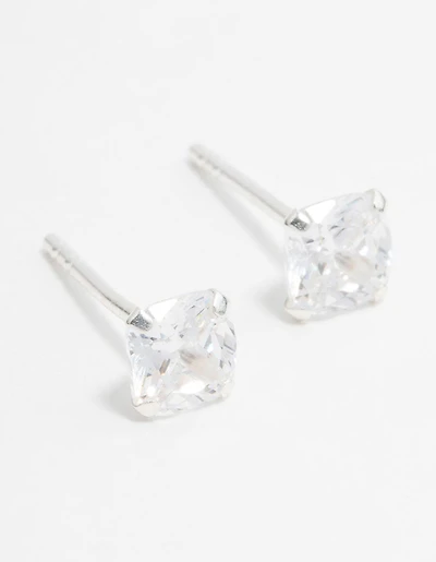 Sterling Silver Cubic Zirconia Cushion Cut  Stud Earrings
