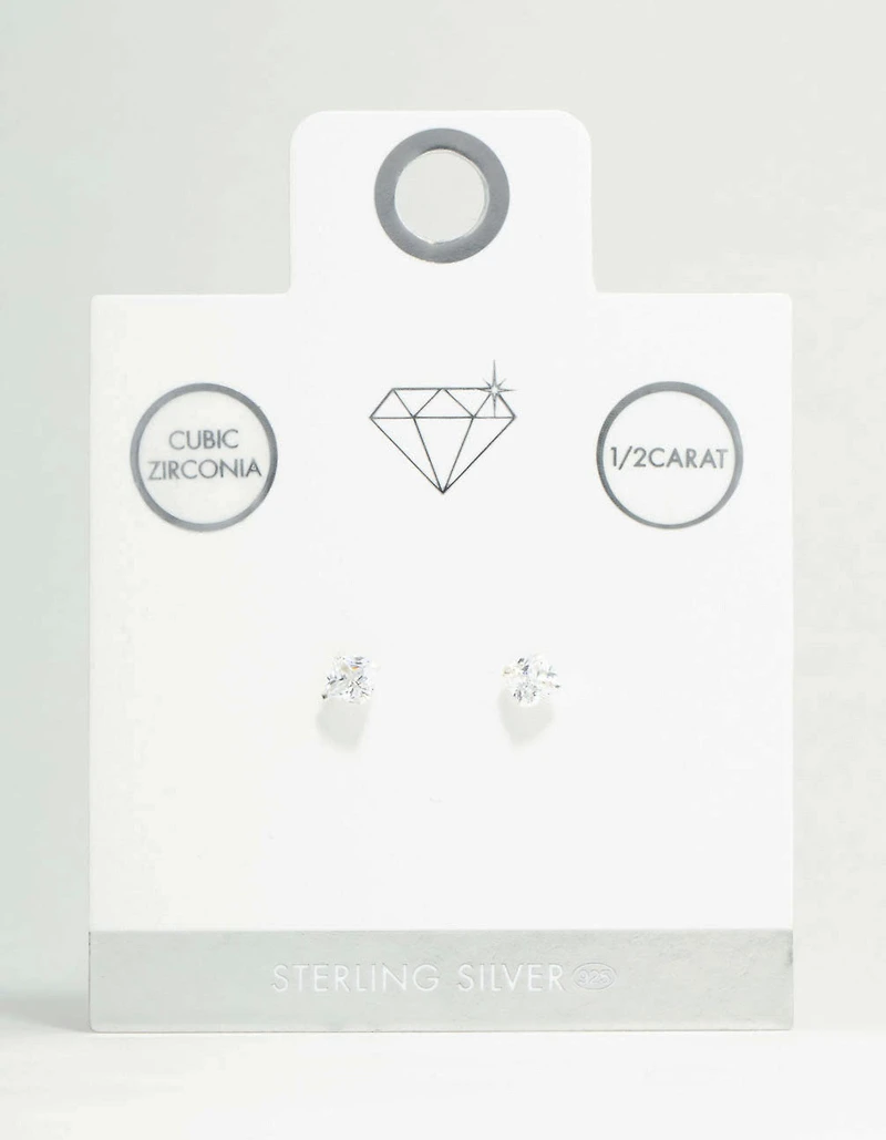 Sterling Silver Cubic Zirconia Cushion Cut  Stud Earrings