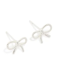 Sterling Silver Textured Bow Stud Earrings