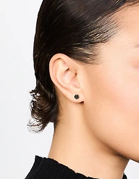 Waterproof Black Diamante Stainless Steel  Stud Earrings