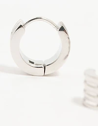 Waterproof Stainless Steel Ribbed Huggie Earrings