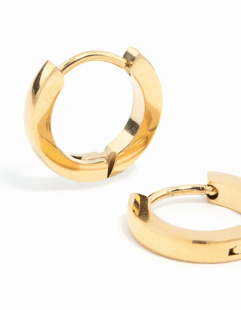 Waterproof Gold Plated Stainless Steel Thin Clicker Earrings