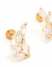Gold Plated Surgical Steel Marquise Cubic Zirconia Crawler Flat Backs