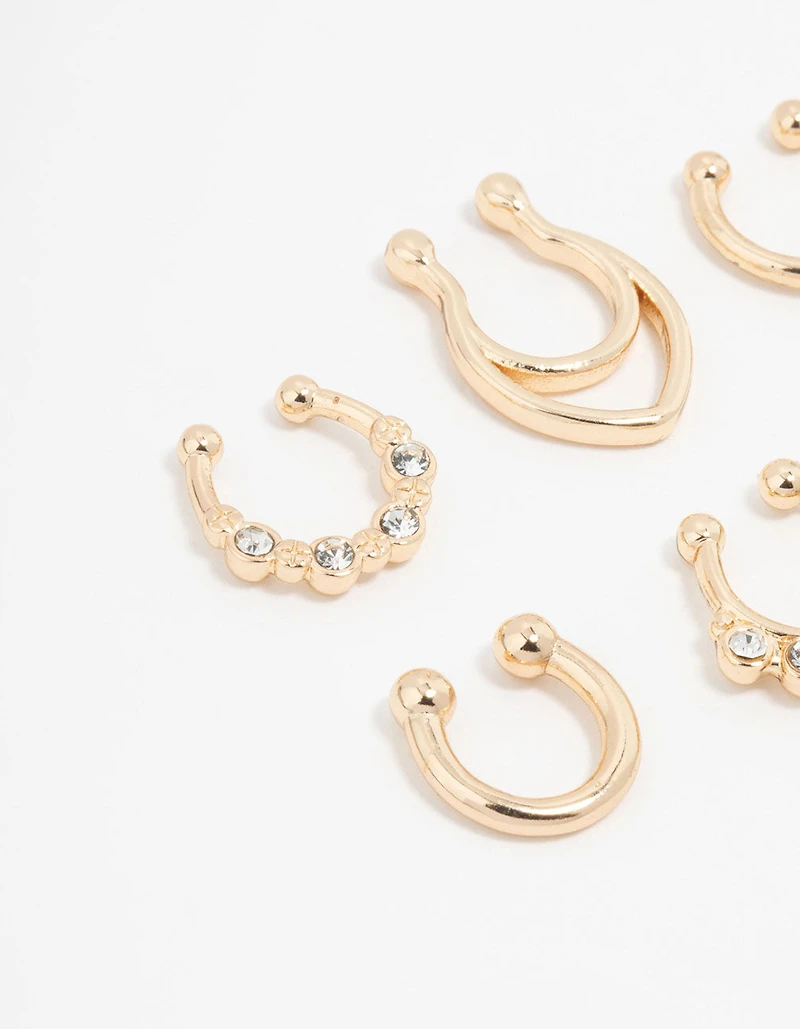 Gold Plated Double Leaf Septum Rings 6-Pack