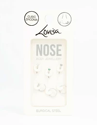 Surgical Steel Pastel Cubic Zirconia Nose Stud & Ring 6-Pack