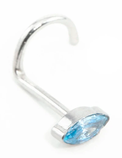 Surgical Steel Blue Marquise Cubic Zirconia Threadless Nose Stud