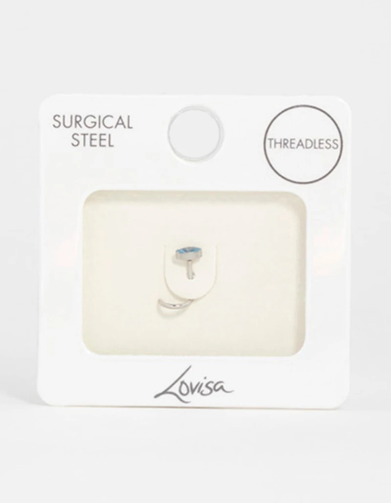 Surgical Steel Blue Marquise Cubic Zirconia Threadless Nose Stud