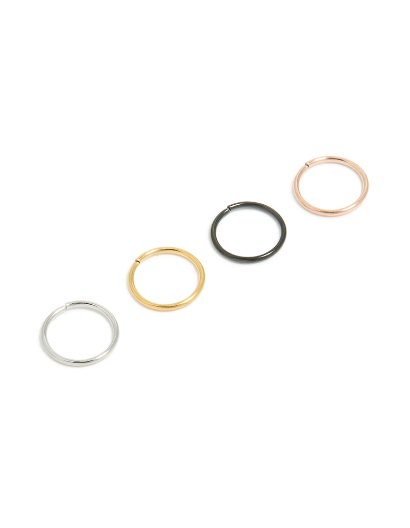 Plain Surgical Steel Nose Rings 4-Pack