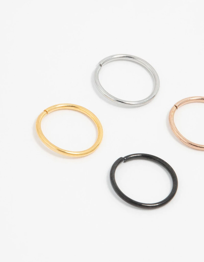 Plain Surgical Steel Nose Rings 4-Pack