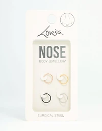 Plain Surgical Steel Nose Rings 4-Pack