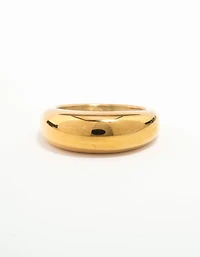 Waterproof Gold Plated Stainless Steel Rounded Band Ring
