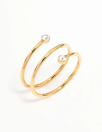 Waterproof Gold Plated Stainless Steel Diamante Coil Ring