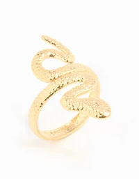 Waterproof Gold Plated Stainless Steel Textured Snake Wrap Ring