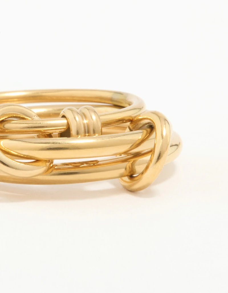 Waterproof Gold Plated Stainless Steel Interlooped Stacking Linked Ring