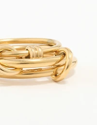 Waterproof Gold Plated Stainless Steel Interlooped Stacking Linked Ring