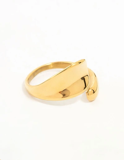 Waterproof Gold Plated Stainless Steel Bold Wrapped Ring