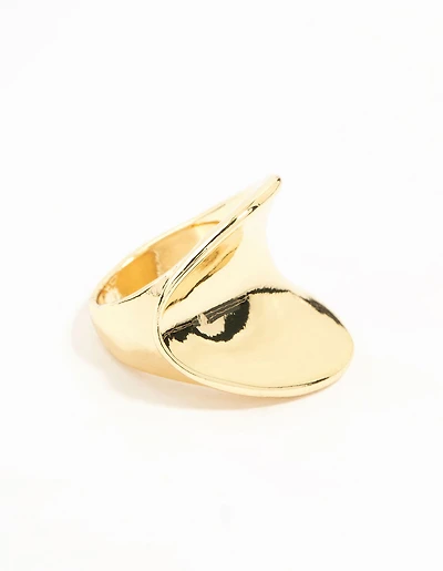 Gold Plated Statement Wave Ring