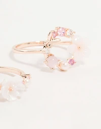 Rose Gold Flower & Circle Cubic Zirconia Rings 2-Pack