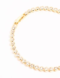 Bracelet de tennis rond en diamants dorés