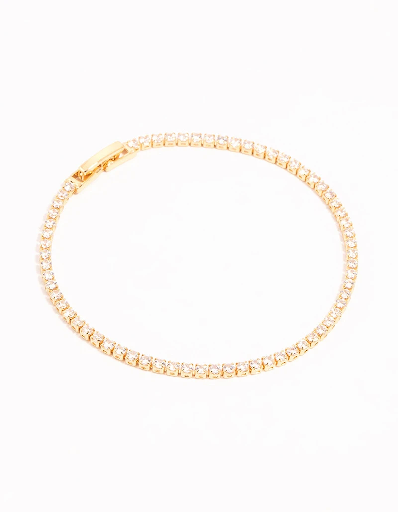 Gold Mini Round Cubic Zirconia Tennis Bracelet