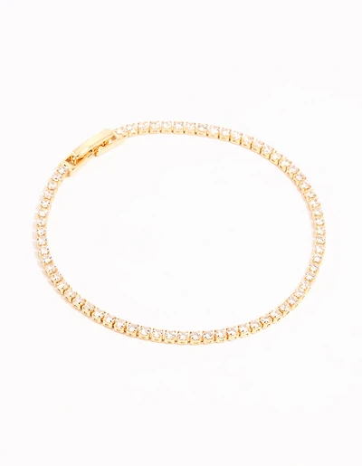 Gold Mini Round Cubic Zirconia Tennis Bracelet