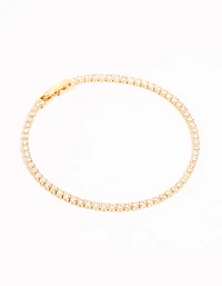 Gold Mini Round Cubic Zirconia Tennis Bracelet