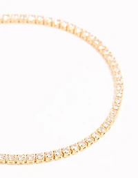 Gold Mini Round Cubic Zirconia Tennis Bracelet