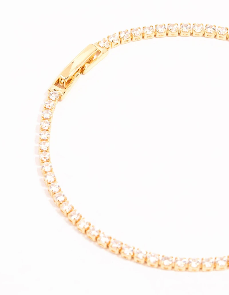 Gold Mini Round Cubic Zirconia Tennis Bracelet