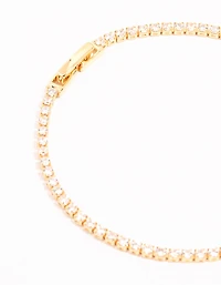 Gold Mini Round Cubic Zirconia Tennis Bracelet