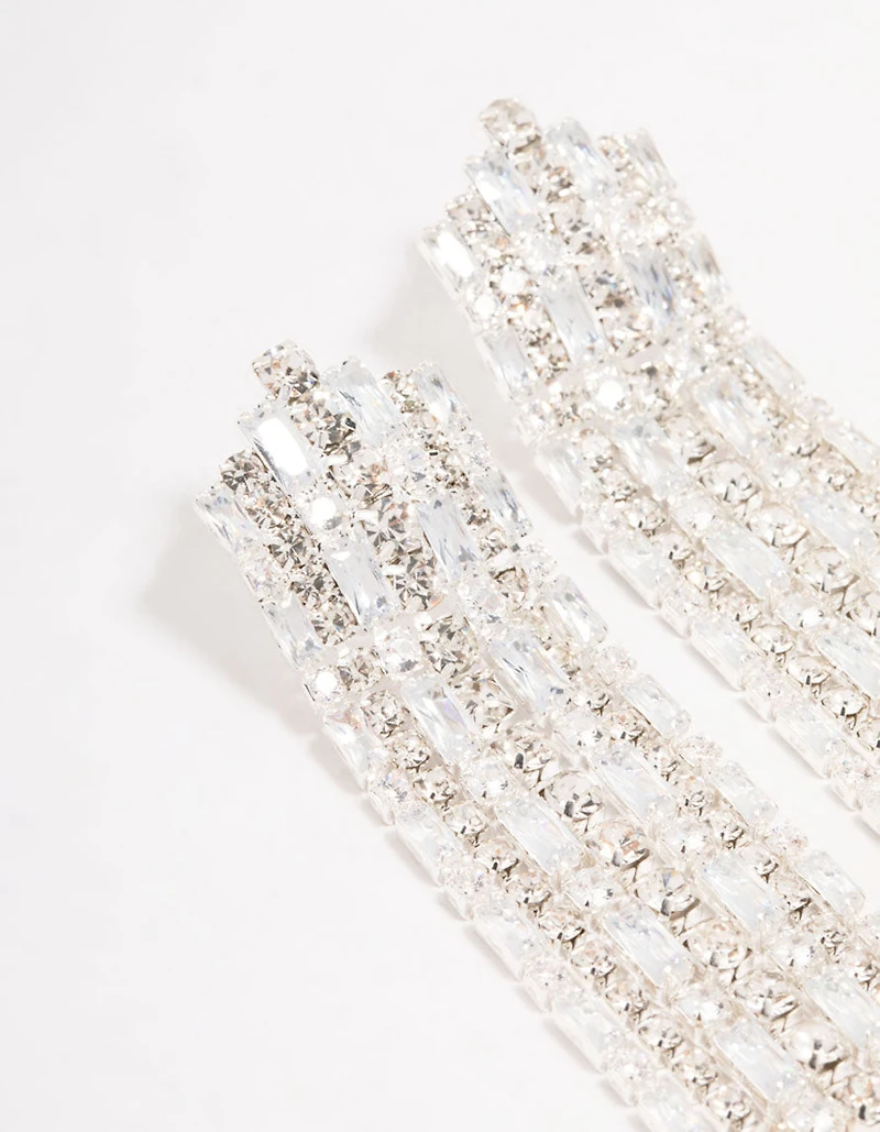 Boucles d’oreilles pendantes en argent en zirconia cubique en forme de coupe d’oreilles en argent