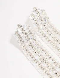 Boucles d’oreilles pendantes en argent en zirconia cubique en forme de coupe d’oreilles en argent