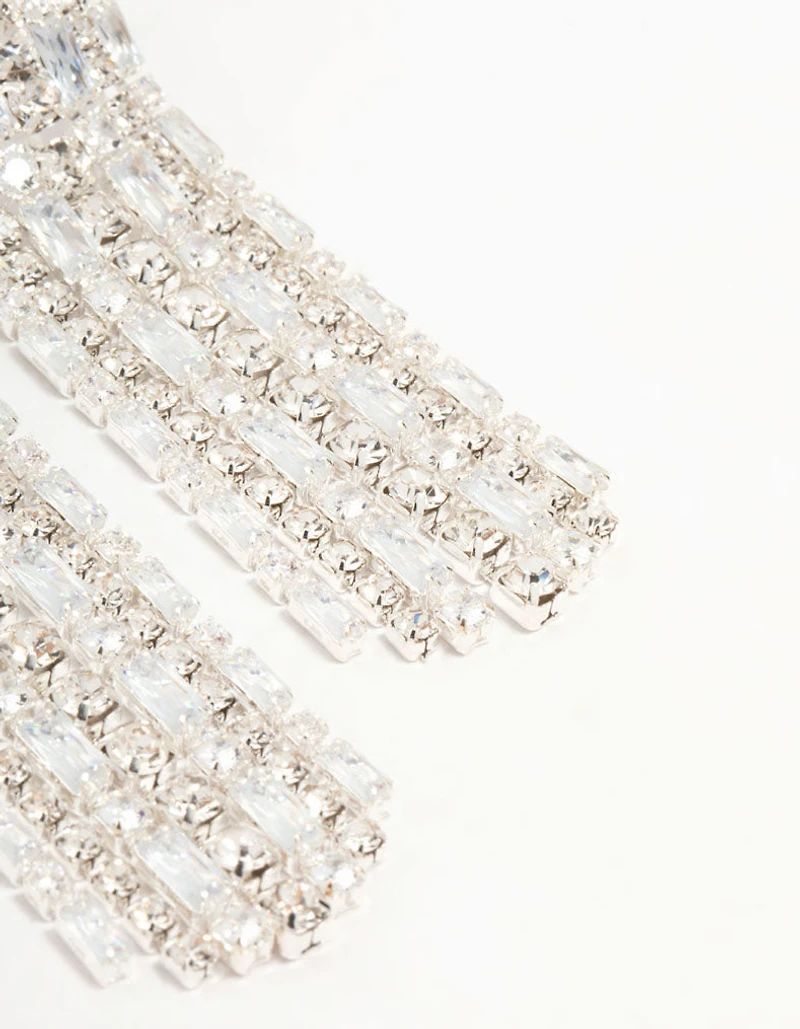 Boucles d’oreilles pendantes en argent en zirconia cubique en forme de coupe d’oreilles en argent