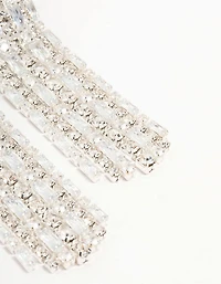 Boucles d’oreilles pendantes en argent en zirconia cubique en forme de coupe d’oreilles en argent