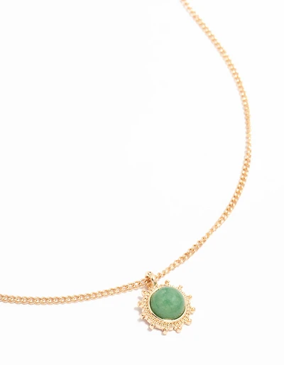 Collier pendentif Aventurine Aventurine Sunburst Vert Or