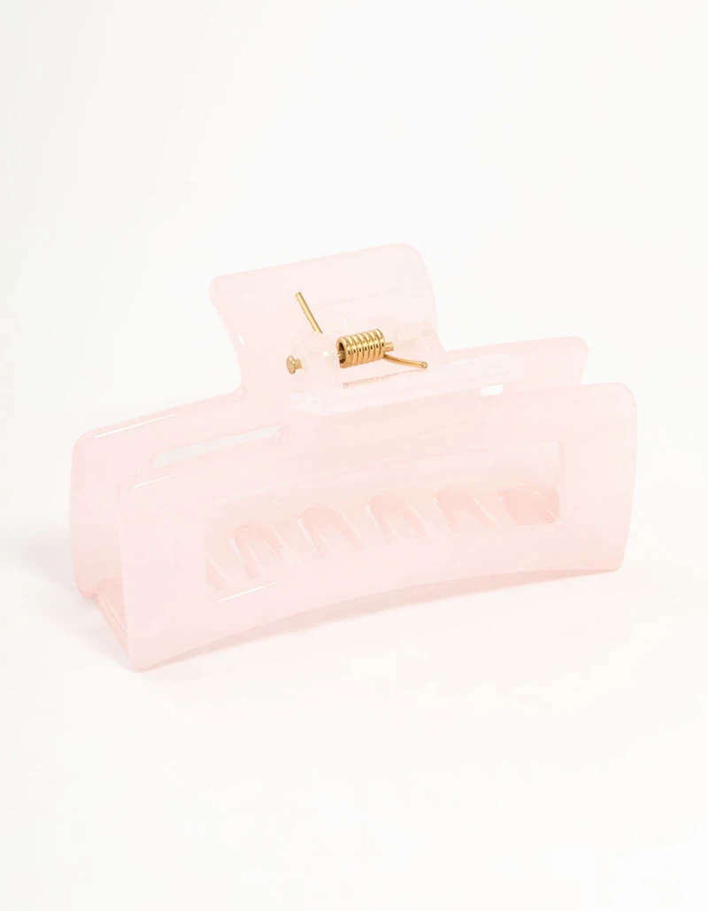 Small Shiny Pink Coated Claw Clip