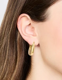 Waterproof Gold Plated Stainless Steel Rounded Square Hoop Earrings